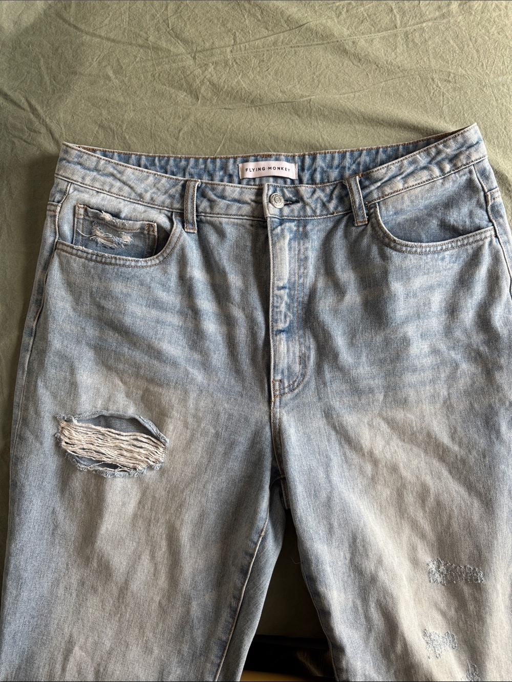 Flying Monkey Light Blue Ripped Jeans